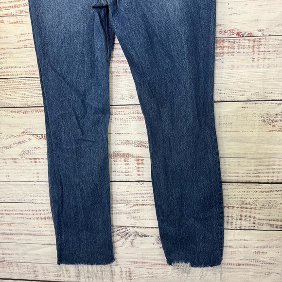Old Navy Jeans slouchy raw hem size 2 Dark Blue Distressed Straight Leg Jeans - Picture 10 of 10